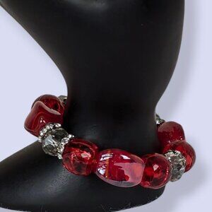 Red & Rhinestone Stretch Bracelet